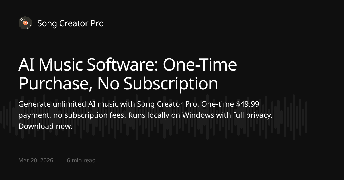 AI Music Software: One-Time Purchase, No Subscription | Song Creator Pro
