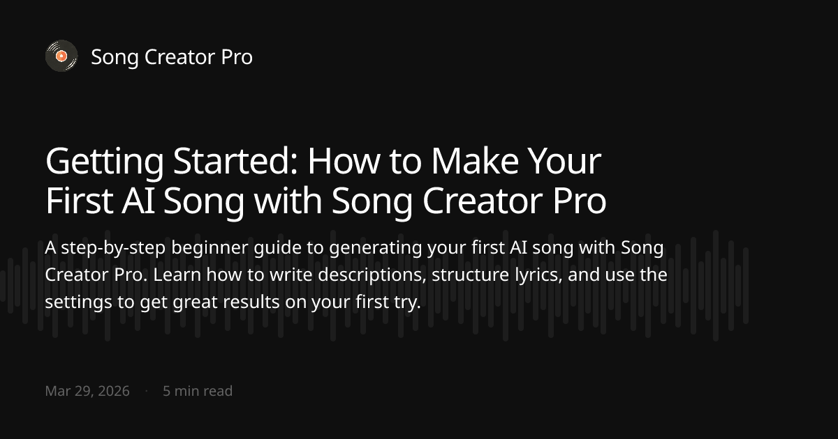 Getting Started: How to Make Your First AI Song with Song Creator Pro ...